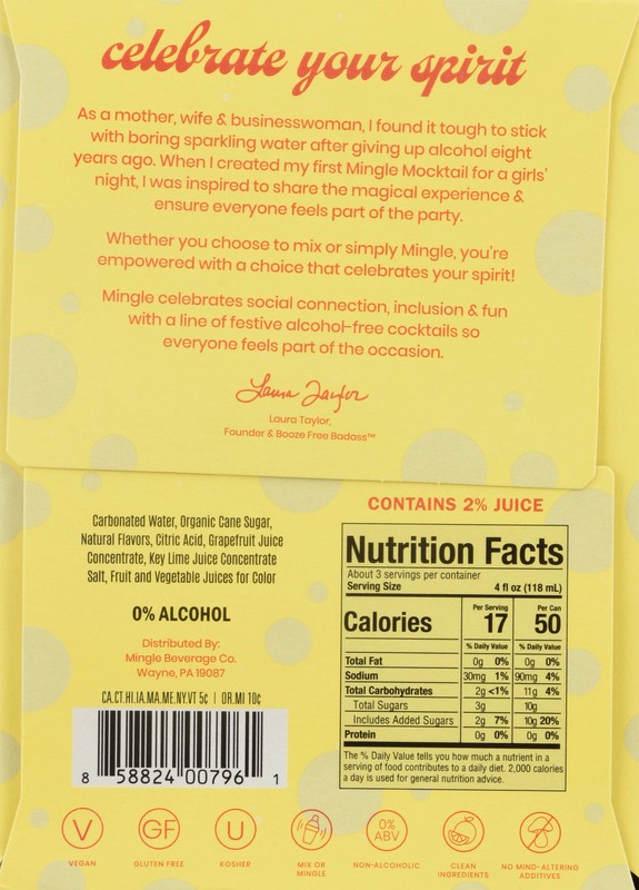 slide 3 of 5, Mingle Non-Alcoholic Pineapple Paloma Mocktails 4 - 12 fl oz Cans, 4 ct