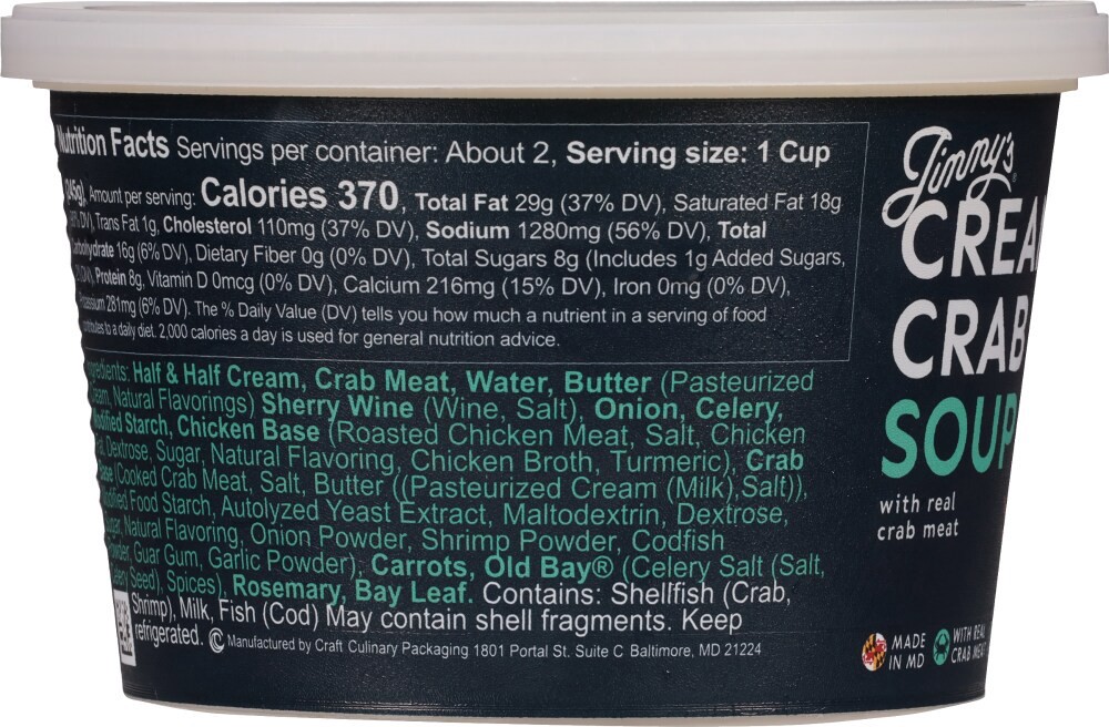 slide 5 of 5, Jimmy's Cream of Crab Soup with Real Crab Meat 15 oz, 15 oz