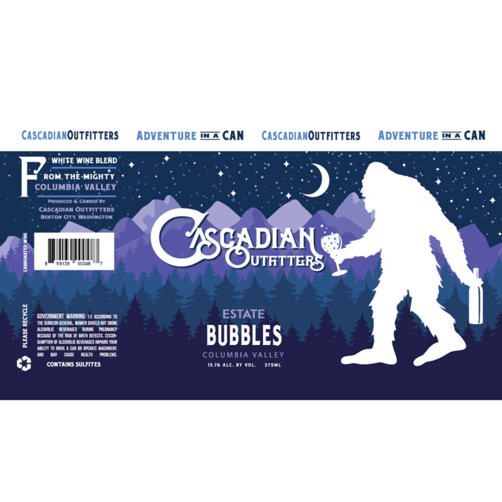slide 3 of 3, Cascadian Outfitters Bubbles White Wine Blend, 375 ml
