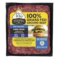 Sun Fed Ranch 100% Grass Fed Ground Beef 80% Lean