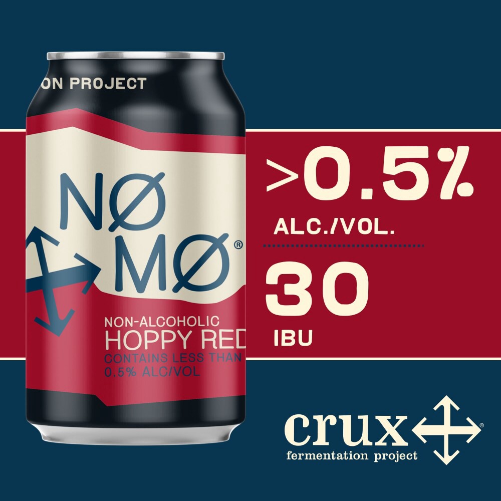 slide 2 of 5, Crux Fermentation Project No Mo Non Alcoholic Hoppy Red Craft Beer Cans, 6 ct; 12 fl oz
