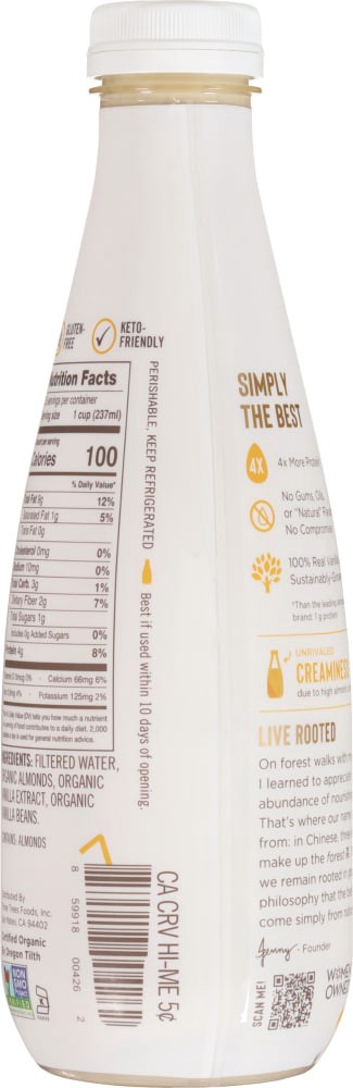 slide 4 of 6, Three Trees® Organic Vanilla Bean Unsweetened Almondmilk, 28 fl oz