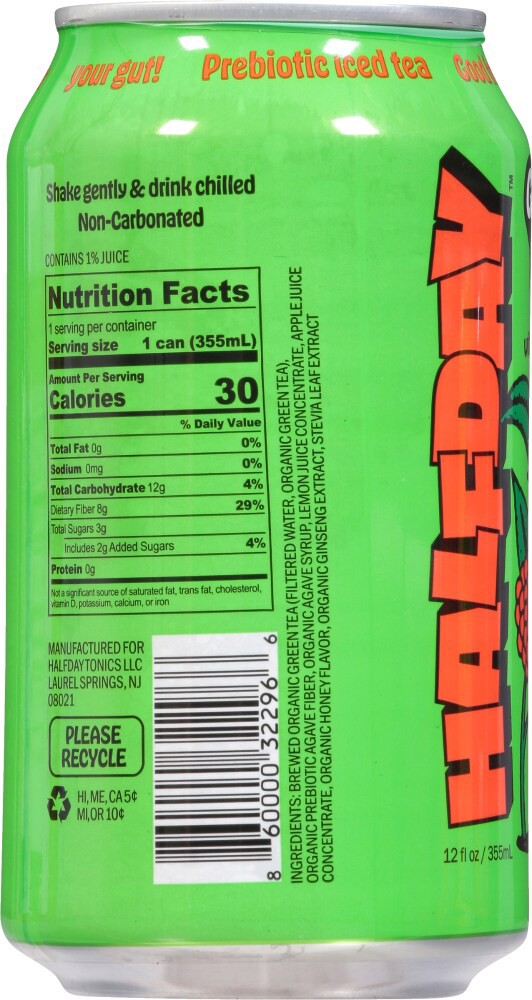 slide 4 of 4, Halfday Tonics Prebiotic Ice T, 12 fl oz