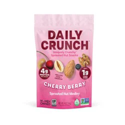 Daily Crunch Ditch your old trail mix for the berry best sprouted nut mix. Our Cherry Berry Sprouted Nut Medley contains a Uniquely Crunchy™ mix of sprouted almonds, walnuts and cashews paired with antioxidant-rich dried cherries and blueberries.
