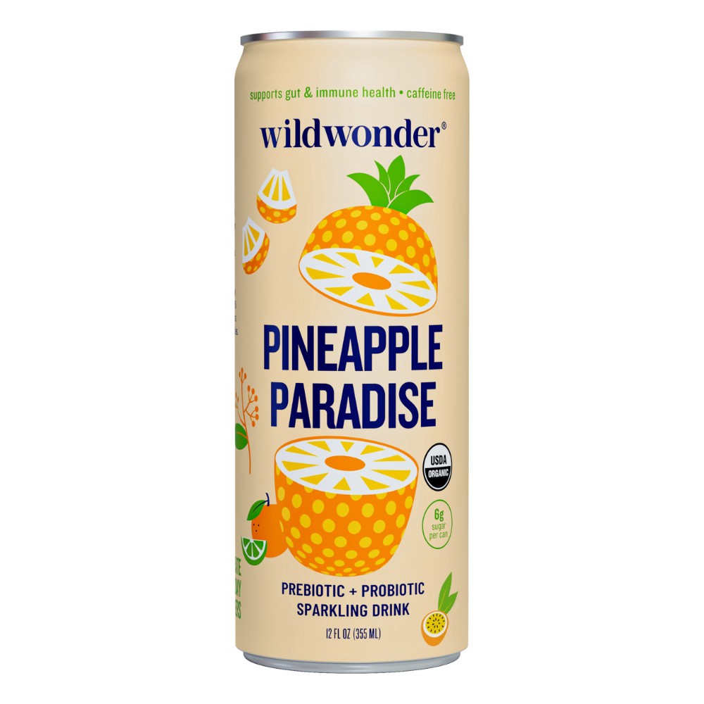 slide 2 of 2, Wildwonder Prebiotic + Probiotic Pineapple Paradise Sparkling Drink 12 fl oz, 12 fl oz