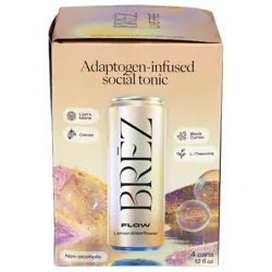 Brez Flow Lemon Elderflower Social Non-Alcoholic Tonic 4 Pack Case