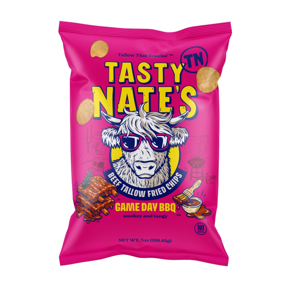 slide 1 of 1, Tasty Nate's Beef Tallow Fried Chips Game Day BBQ, 7 oz, 7 oz