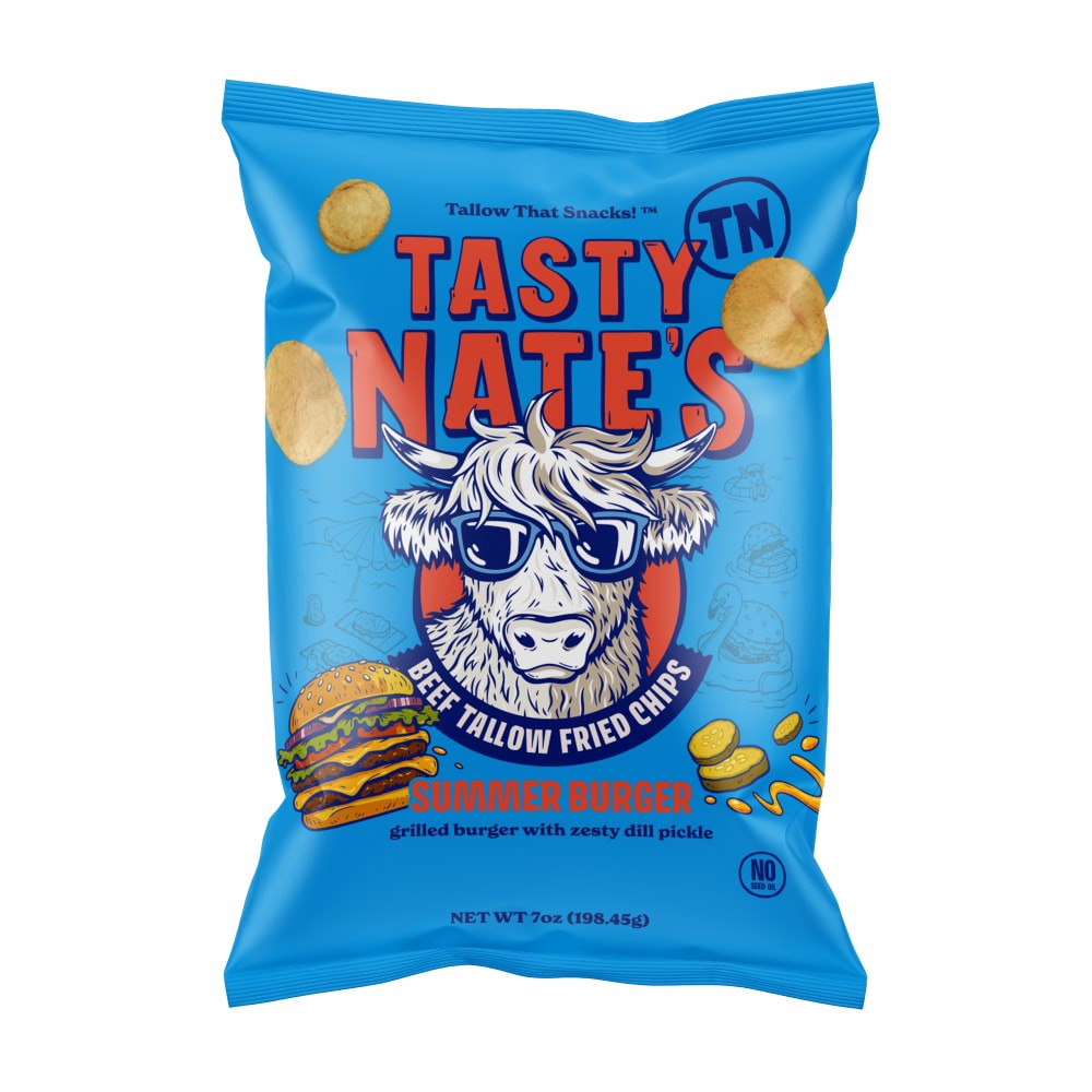 slide 1 of 1, Tasty Nate's Beef Tallow Fried Chips Summer Burger, 7 oz, 7 oz
