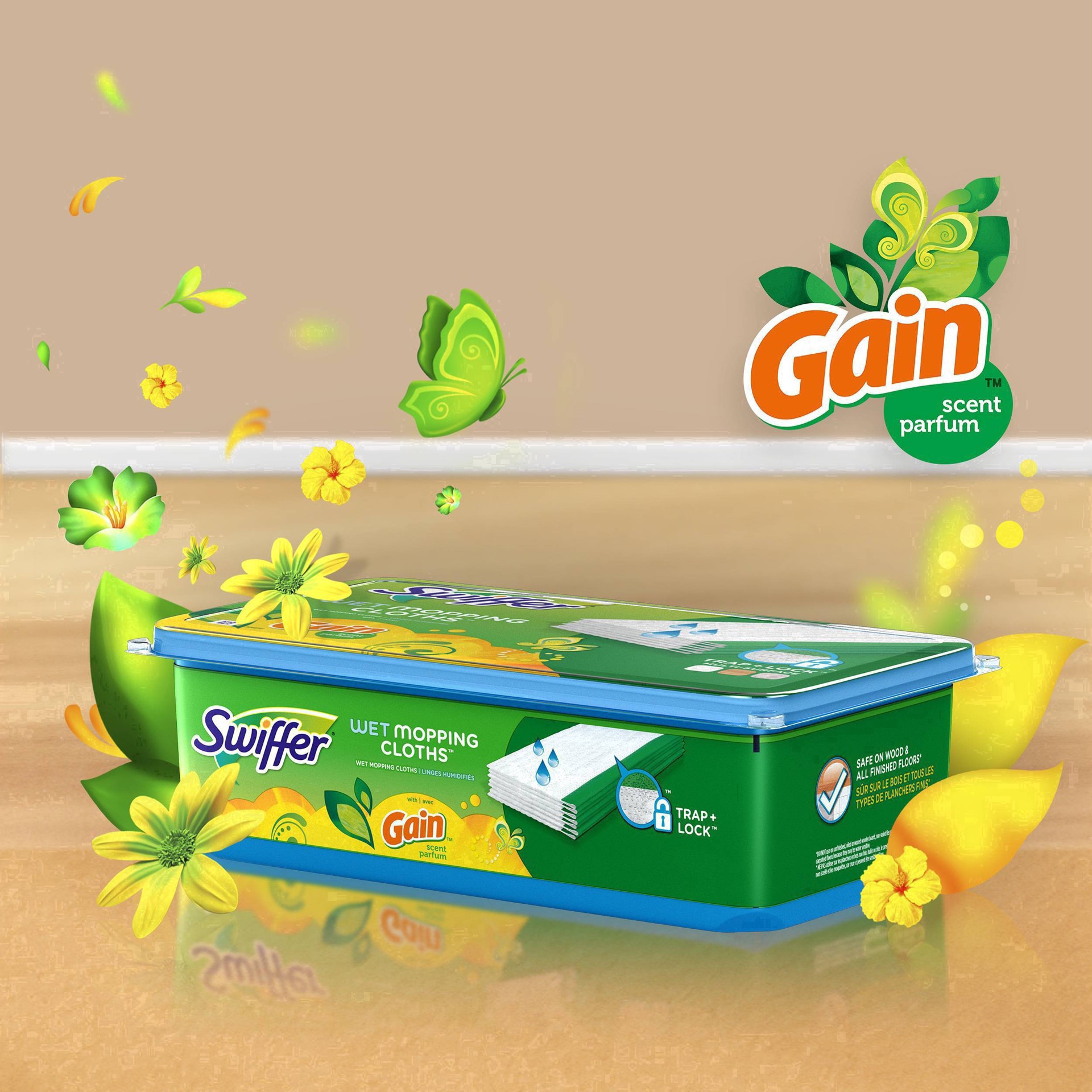 slide 83 of 98, Swiffer Sweeper Wet Mopping Cloth Refills for Floor Mopping and Cleaning, Multi-Surface Floor Cleaner with Gain Original Scent, 24 Count, 24 ct