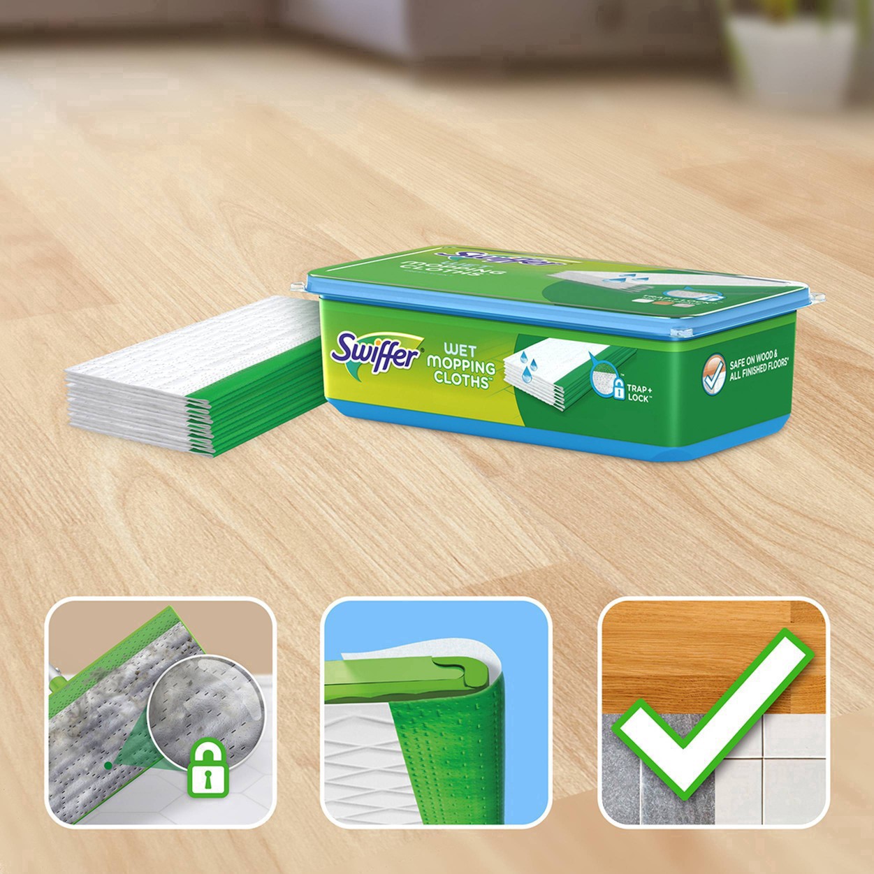 slide 79 of 98, Swiffer Sweeper Wet Mopping Cloth Refills for Floor Mopping and Cleaning, Multi-Surface Floor Cleaner with Gain Original Scent, 24 Count, 24 ct