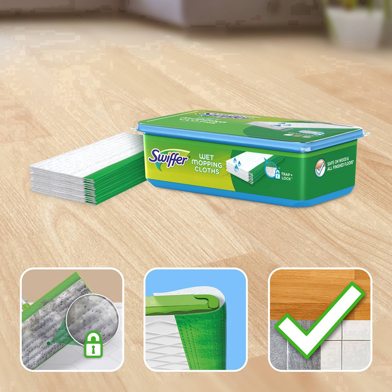 slide 31 of 98, Swiffer Sweeper Wet Mopping Cloth Refills for Floor Mopping and Cleaning, Multi-Surface Floor Cleaner with Gain Original Scent, 24 Count, 24 ct