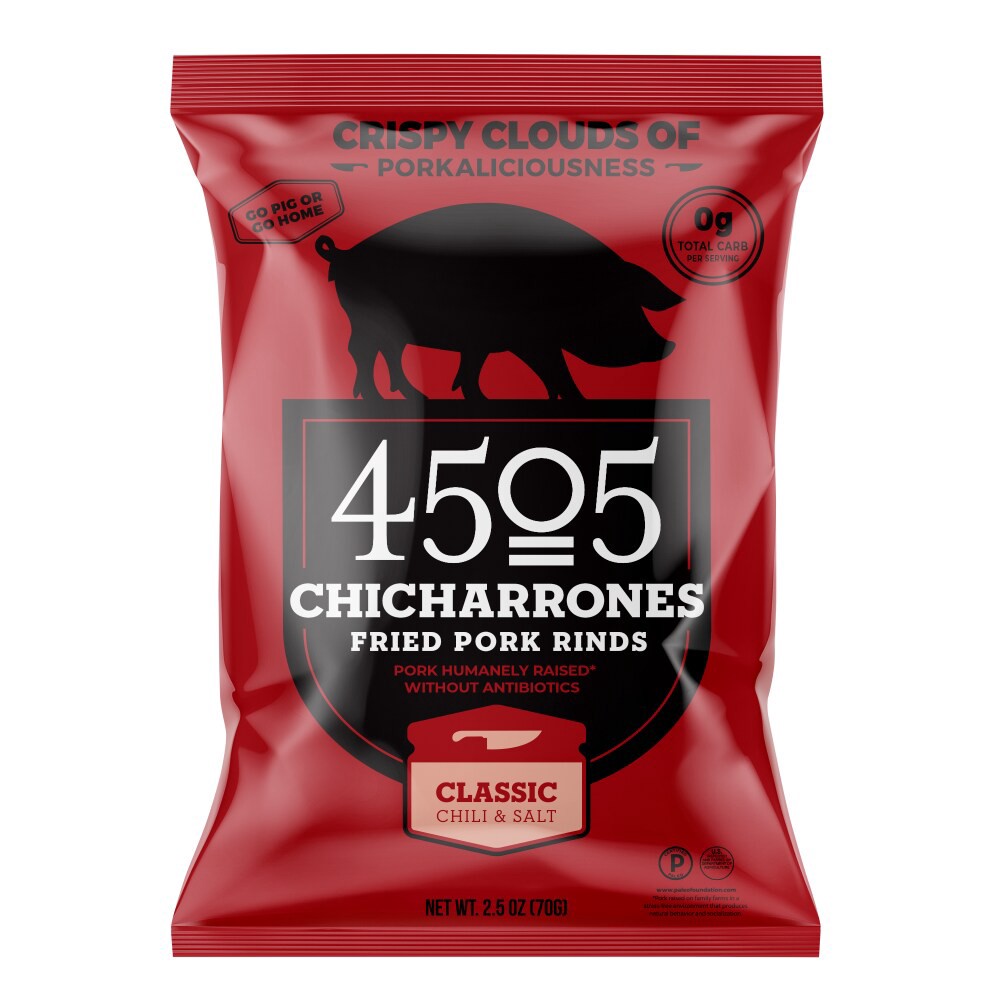 slide 5 of 6, 4505 Meats Classic Chile & Salt Chicharrones Fried Pork Rinds, 2.5 oz