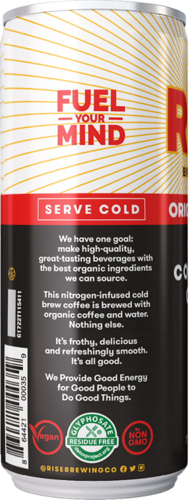 slide 2 of 5, RISE Brewing Co. RISE Nitro Cold Brew Coffee - Original Black, 7 fl oz