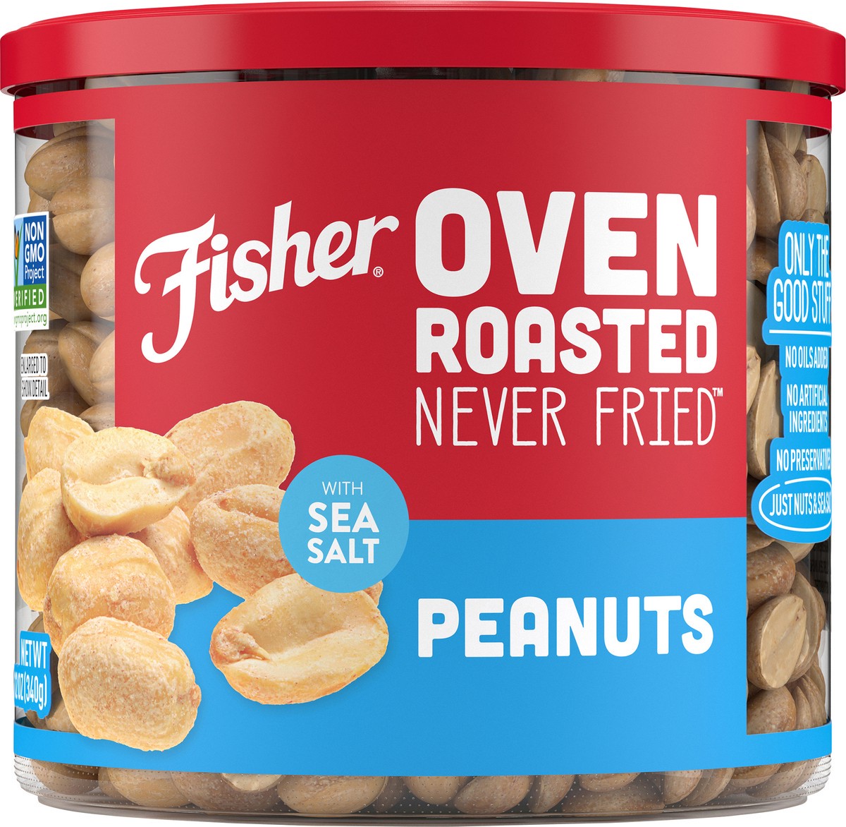 slide 1 of 1, FISHER SNACK Peanuts, 12 oz