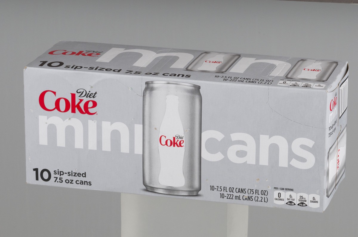 slide 3 of 9, Diet Coke Soda Mini Cans, 10 ct; 7.5 fl oz