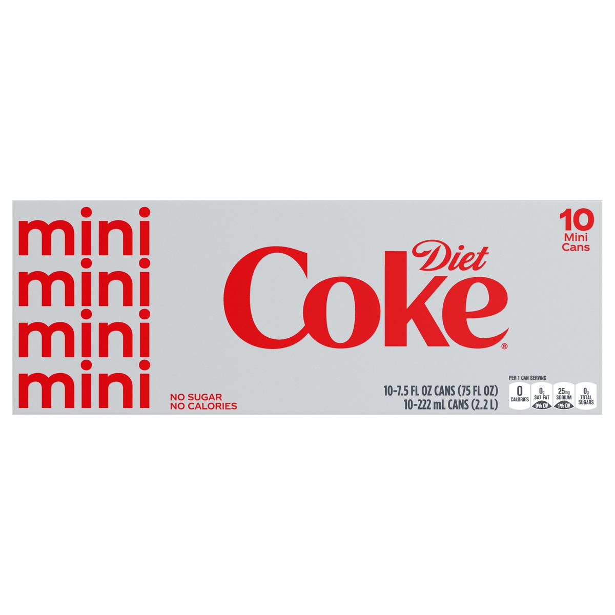 slide 1 of 6, Diet Coke - 10pk/7.5 fl oz Mini-Cans, 10 ct; 7.5 fl oz