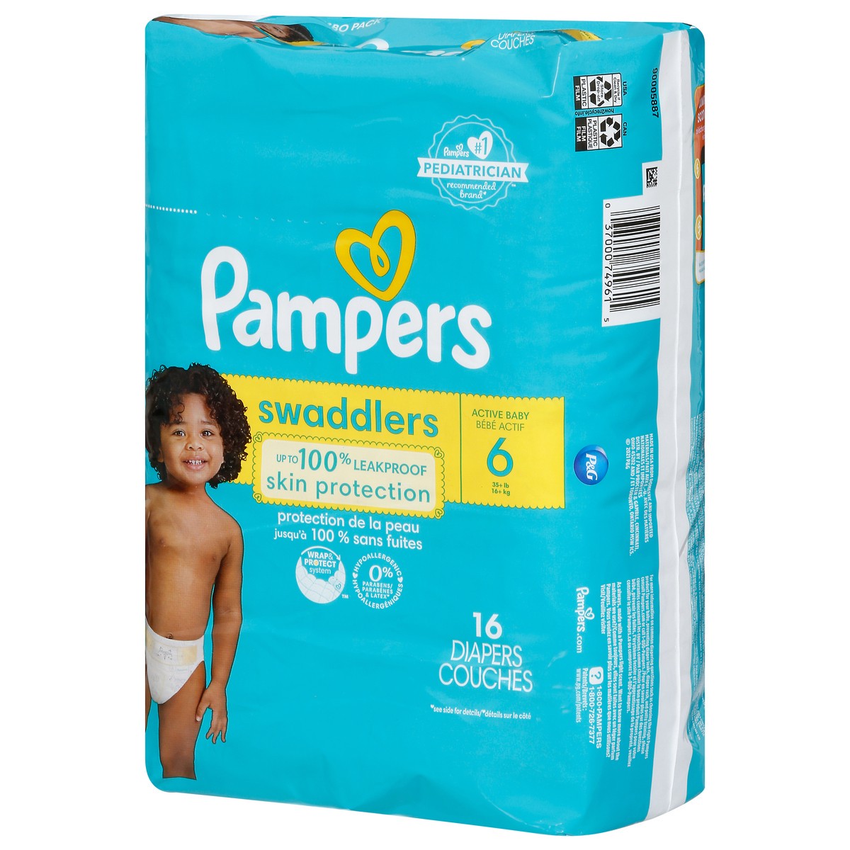 slide 9 of 9, Pampers Swaddlers Active Baby Diapers, Size 6, 16 Count, 16 ct