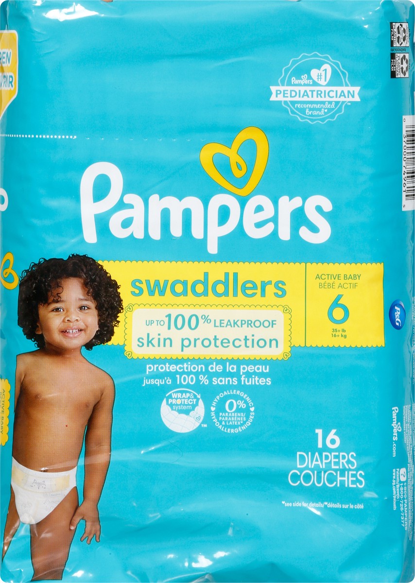 slide 4 of 9, Pampers Swaddlers Active Baby Diapers, Size 6, 16 Count, 16 ct