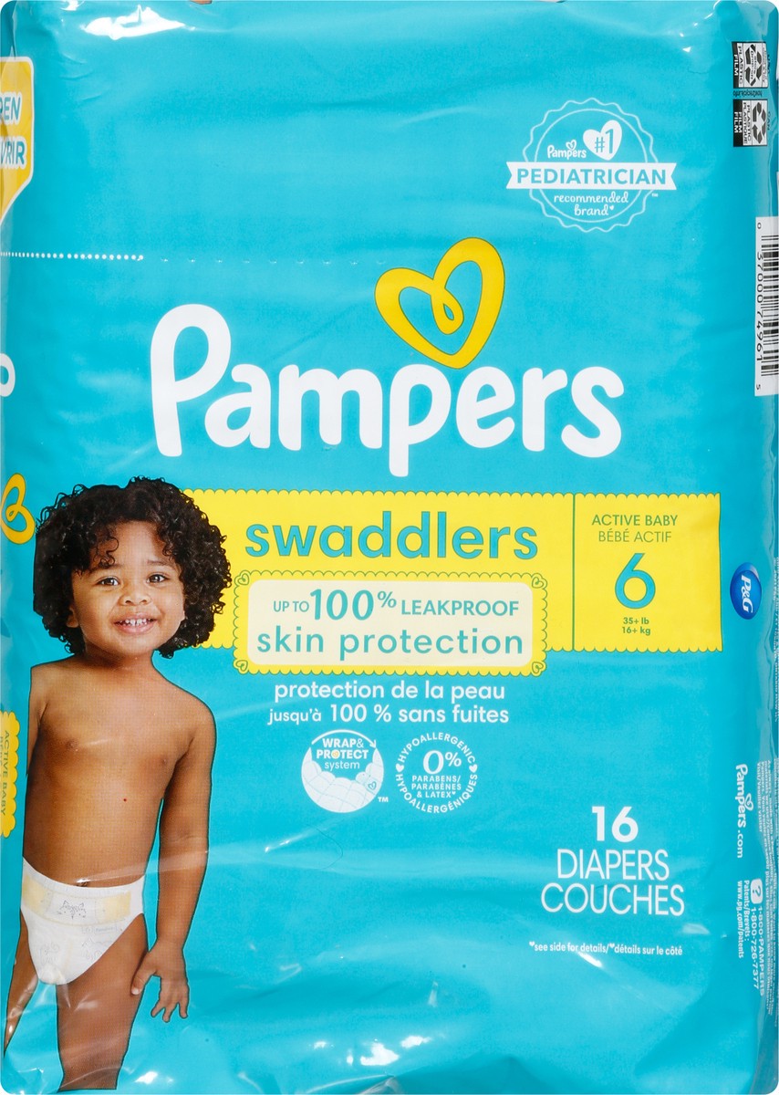 slide 3 of 9, Pampers Swaddlers Active Baby Diapers, Size 6, 16 Count, 16 ct