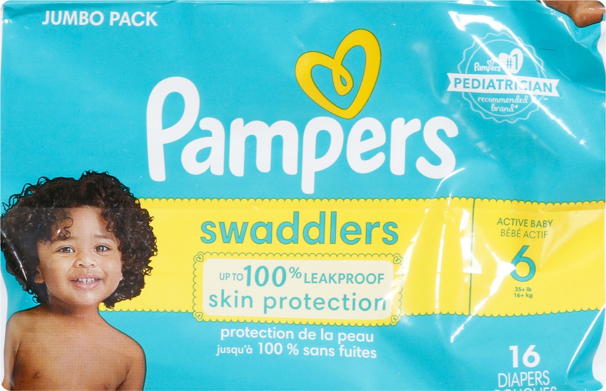 slide 9 of 9, Pampers Swaddlers Active Baby Diapers, Size 6, 16 Count, 16 ct