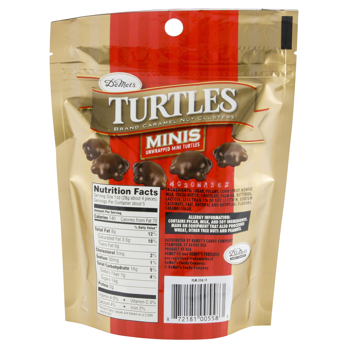 slide 2 of 2, DeMet's Turtles Caramel Nut Clusters Minis Original, 5 oz