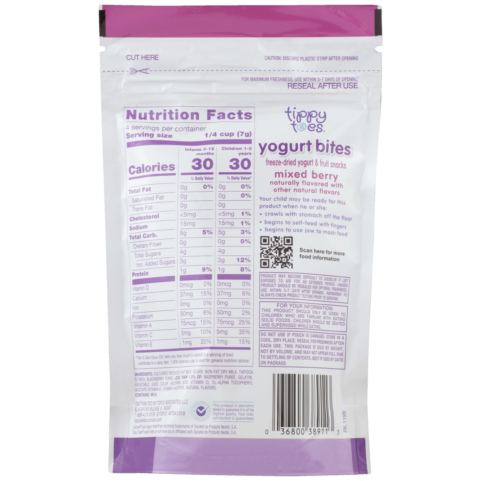 slide 5 of 6, Tippy Toes Mixed Berry Yogurt Bites 1 oz, 1 oz
