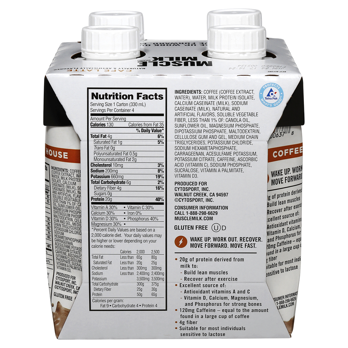 slide 2 of 8, Muscle Milk Coffee House Cafe Latte Protein Shake, 4 ct; 11 fl oz