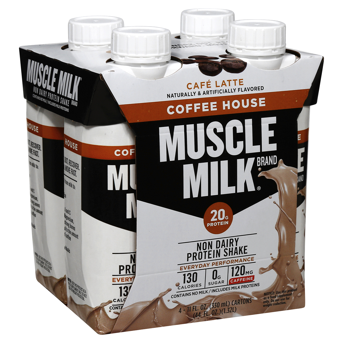 slide 5 of 8, Muscle Milk Coffee House Cafe Latte Protein Shake, 4 ct; 11 fl oz