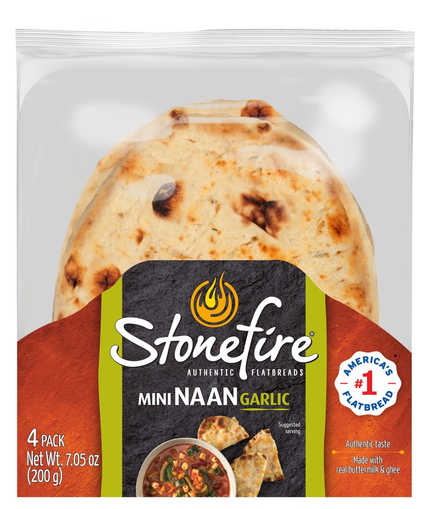 slide 5 of 6, Stonefire Garlic Naan Mini 4 ea, 7 oz
