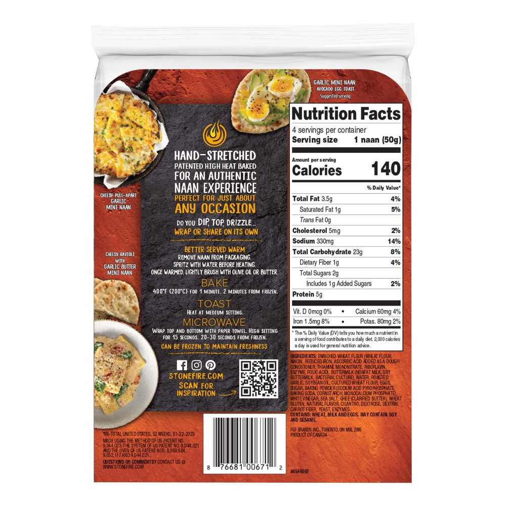 slide 6 of 6, Stonefire Garlic Naan Mini 4 ea, 7 oz