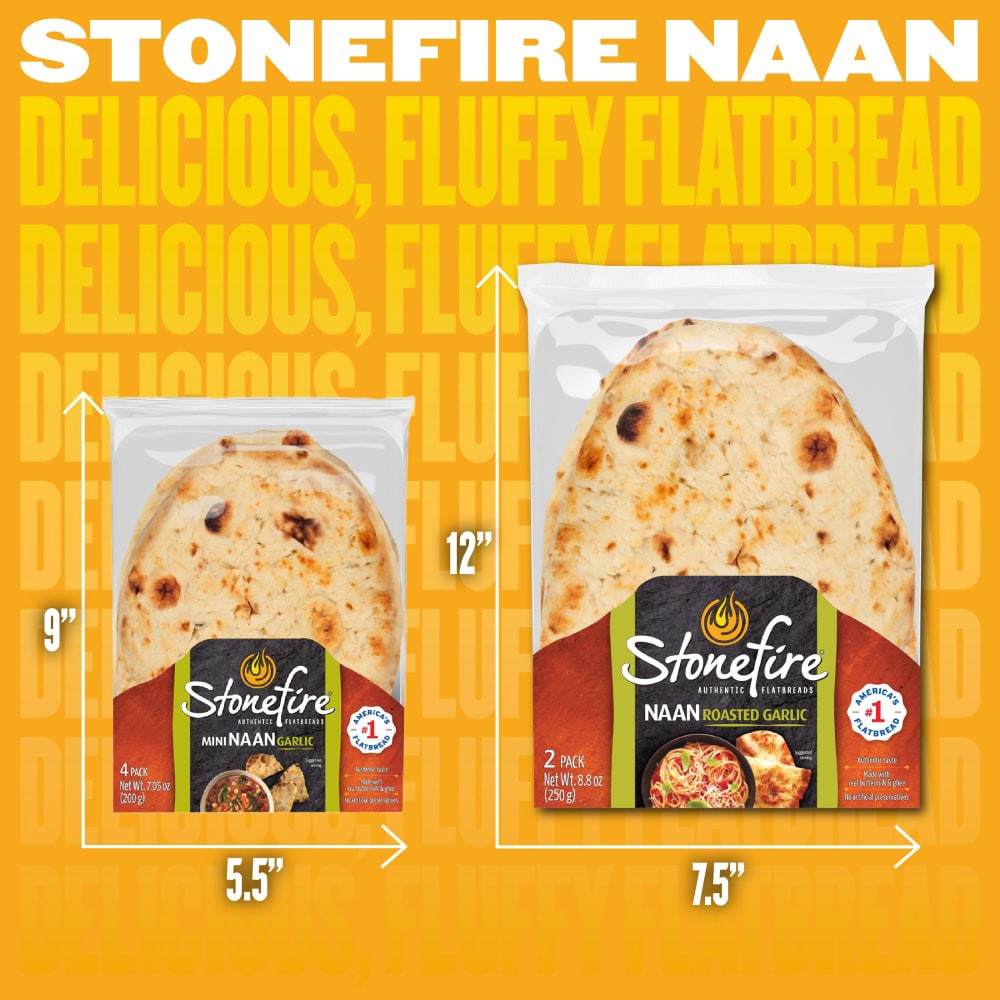 slide 5 of 6, Stonefire Garlic Naan Mini 4 ea, 7 oz