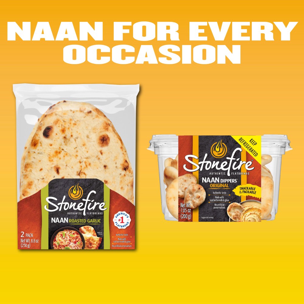 slide 6 of 6, Stonefire Garlic Teardrop Naan, 2 ct