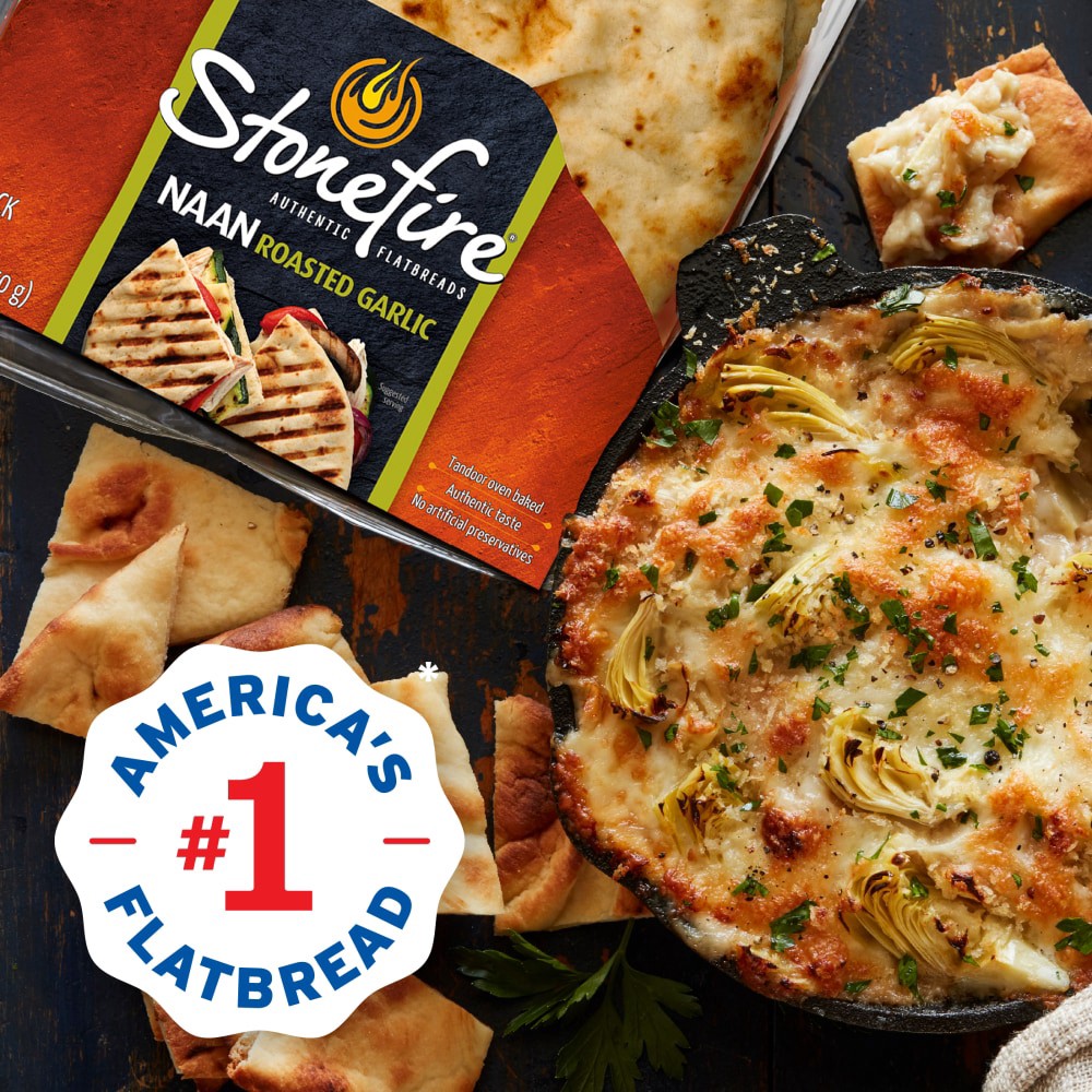 slide 4 of 6, Stonefire Garlic Teardrop Naan, 2 ct