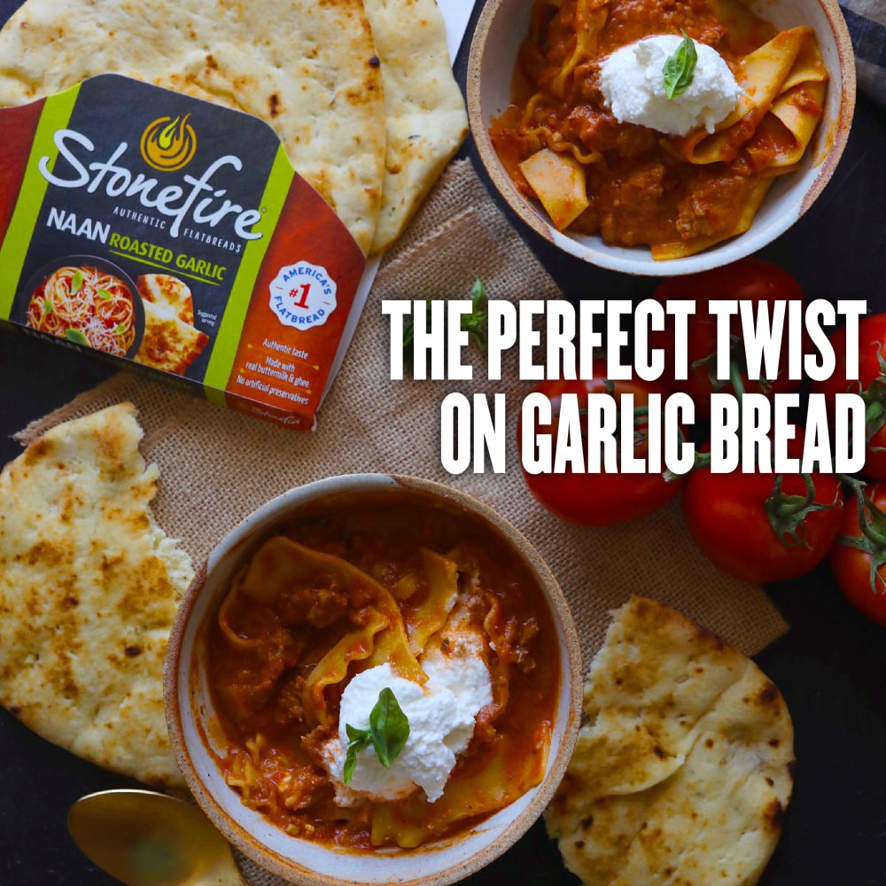 slide 5 of 5, StonefireRoasted Garlic Naan Bread - 8.8oz/2ct, 2 ct; 8.8 oz