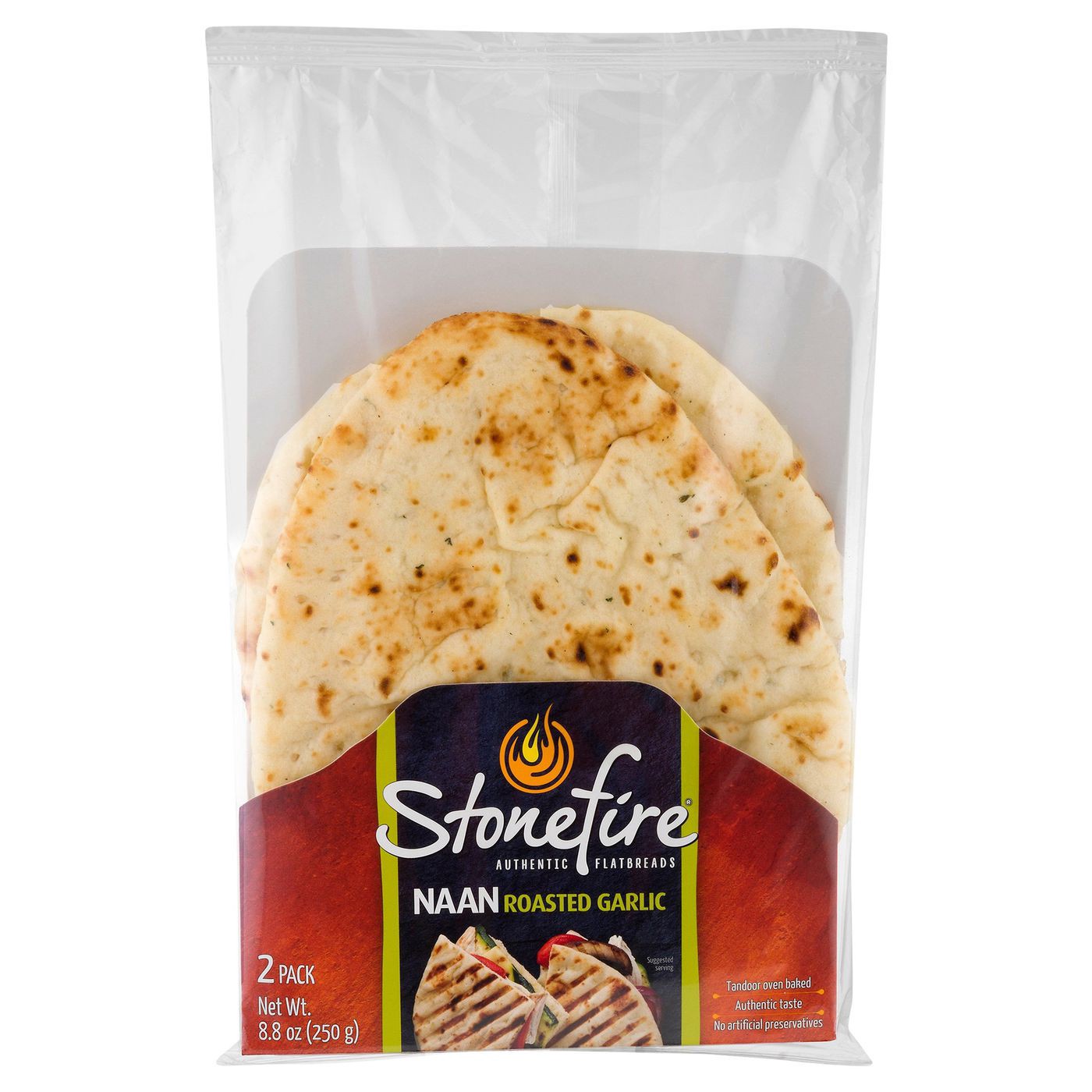 slide 1 of 1, Stonefire Garlic Teardrop Naan, 2 ct