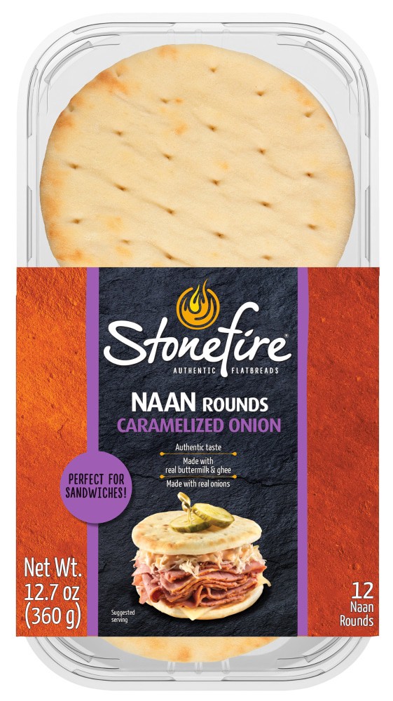 slide 5 of 6, Stonefire Rounds Caramelized Onion Naan 12 ea, 12 ct