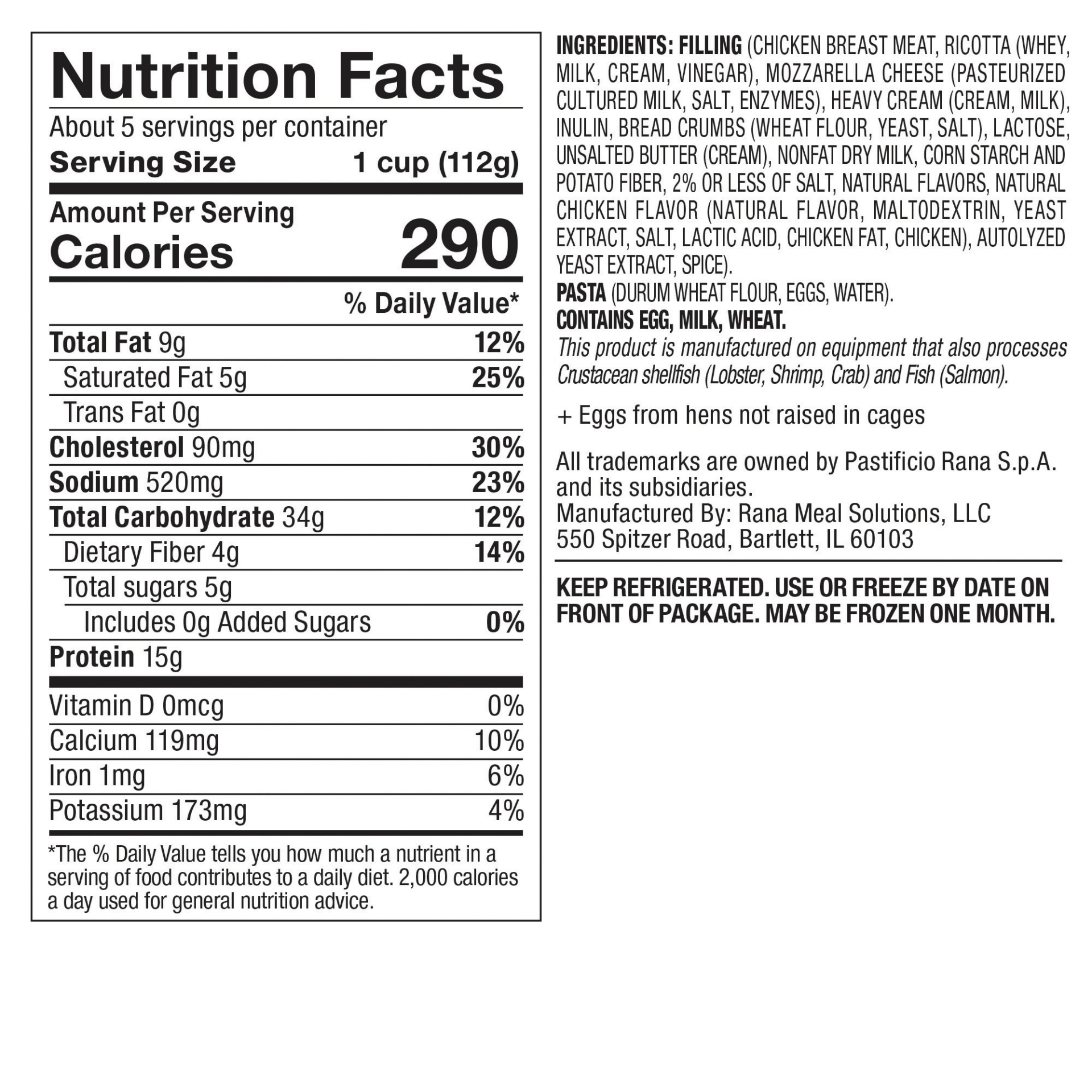 slide 2 of 7, Rana Tortelloni, Signature, Chicken Mozzarella, Family Size, 20 oz