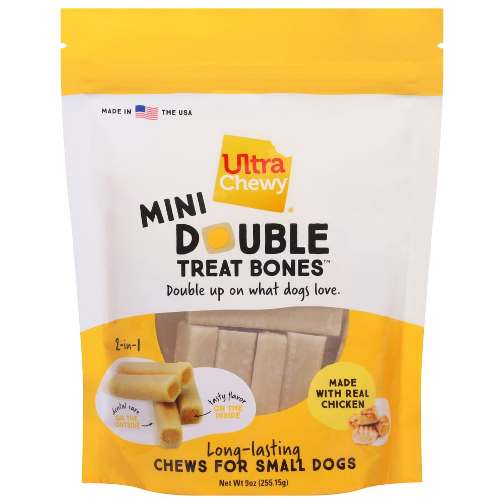 slide 2 of 2, Ultra Chewy Chicken Flavor Mini Double Treat Bones, 9 oz
