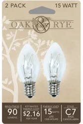 Oak & Rye 15-Watt C7 Light Bulbs - Clear