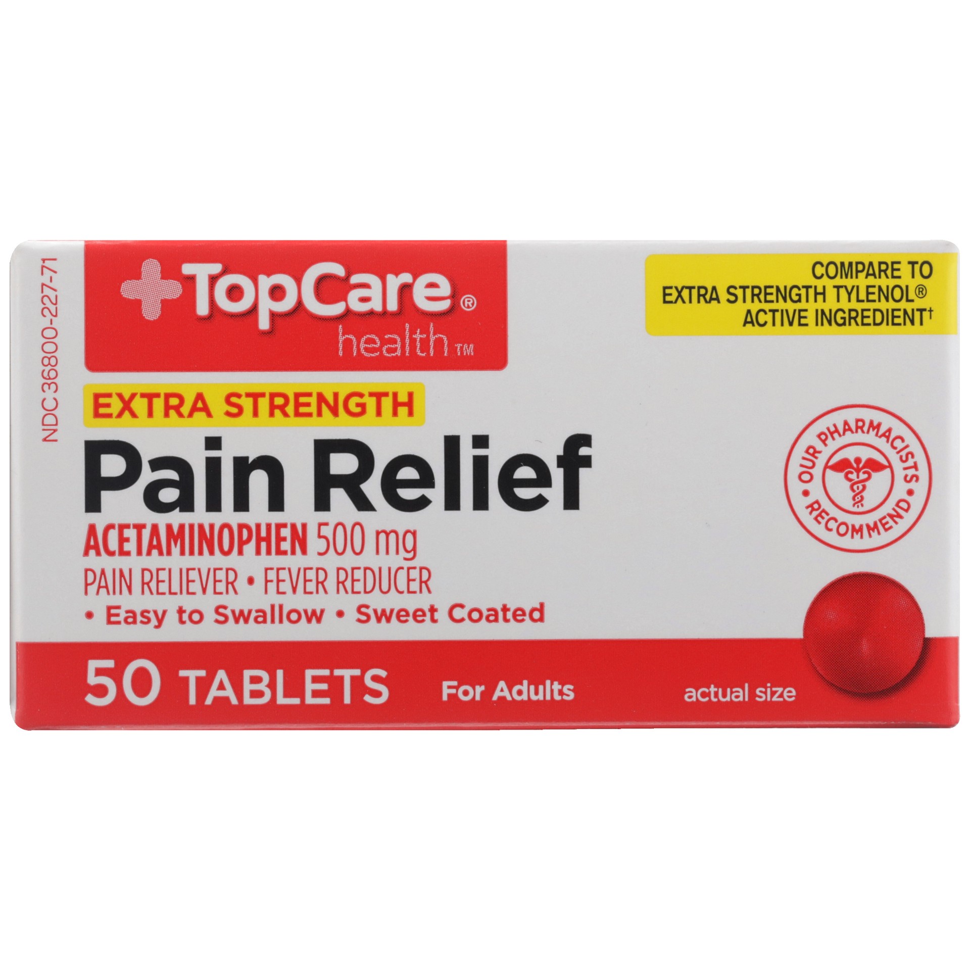 slide 4 of 6, TopCare Health Extra Strength 500 mg Pain Relief 50 Tablets, 50 ct