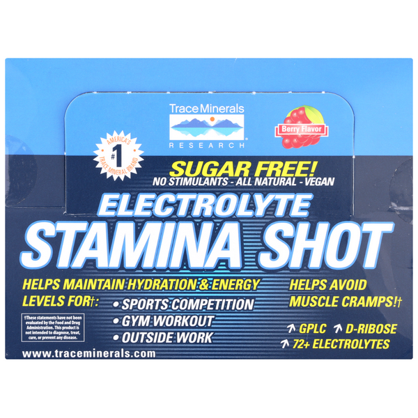 slide 1 of 1, Trace Minerals Berry Electrolyte Stamina Shot Box, 12 ct