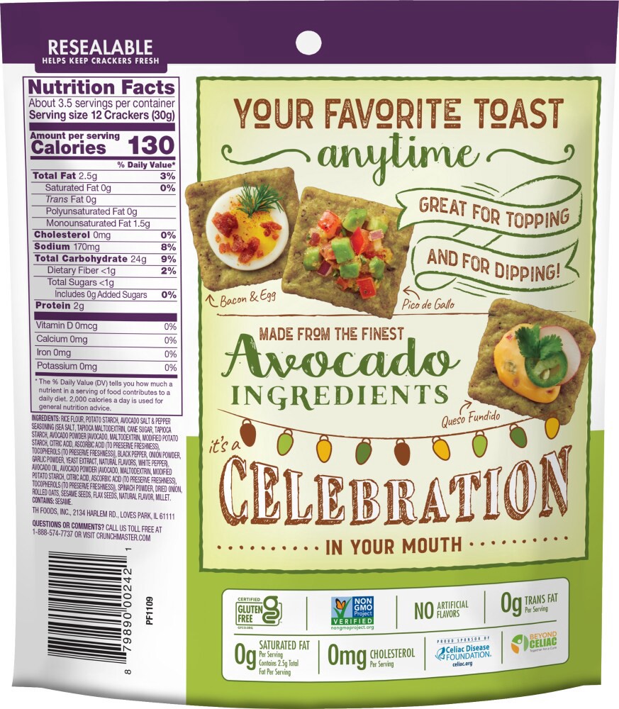 slide 2 of 4, Crunchmaster Avocado Toast Salt & Pepper, 3.54 oz
