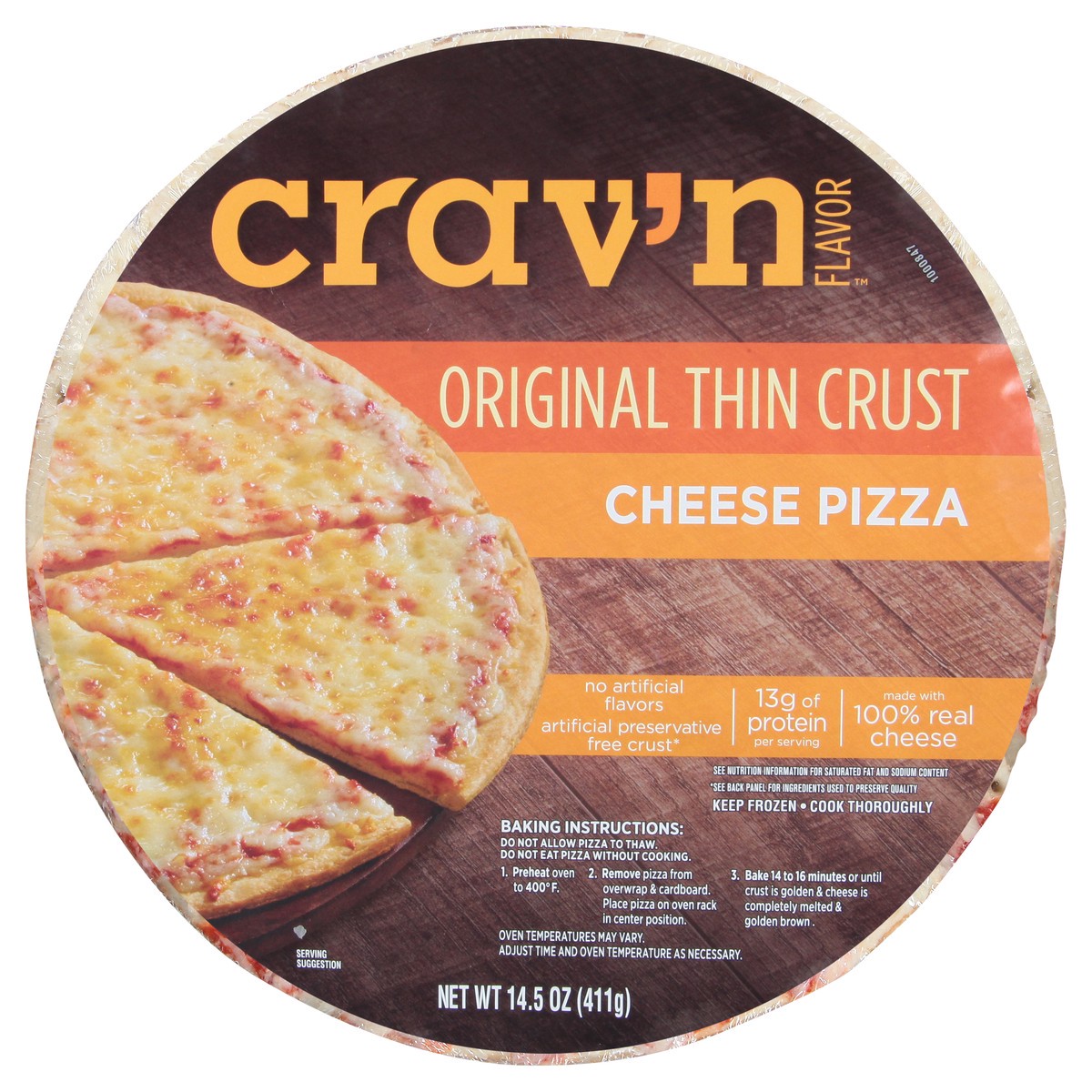 slide 1 of 11, Crav'n Flavor Original Thin Crust Cheese Pizza 14.5 oz, 14.5 oz