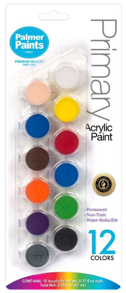 slide 1 of 1, Palmer Paints Primary Acrylic Paints, 12 ct