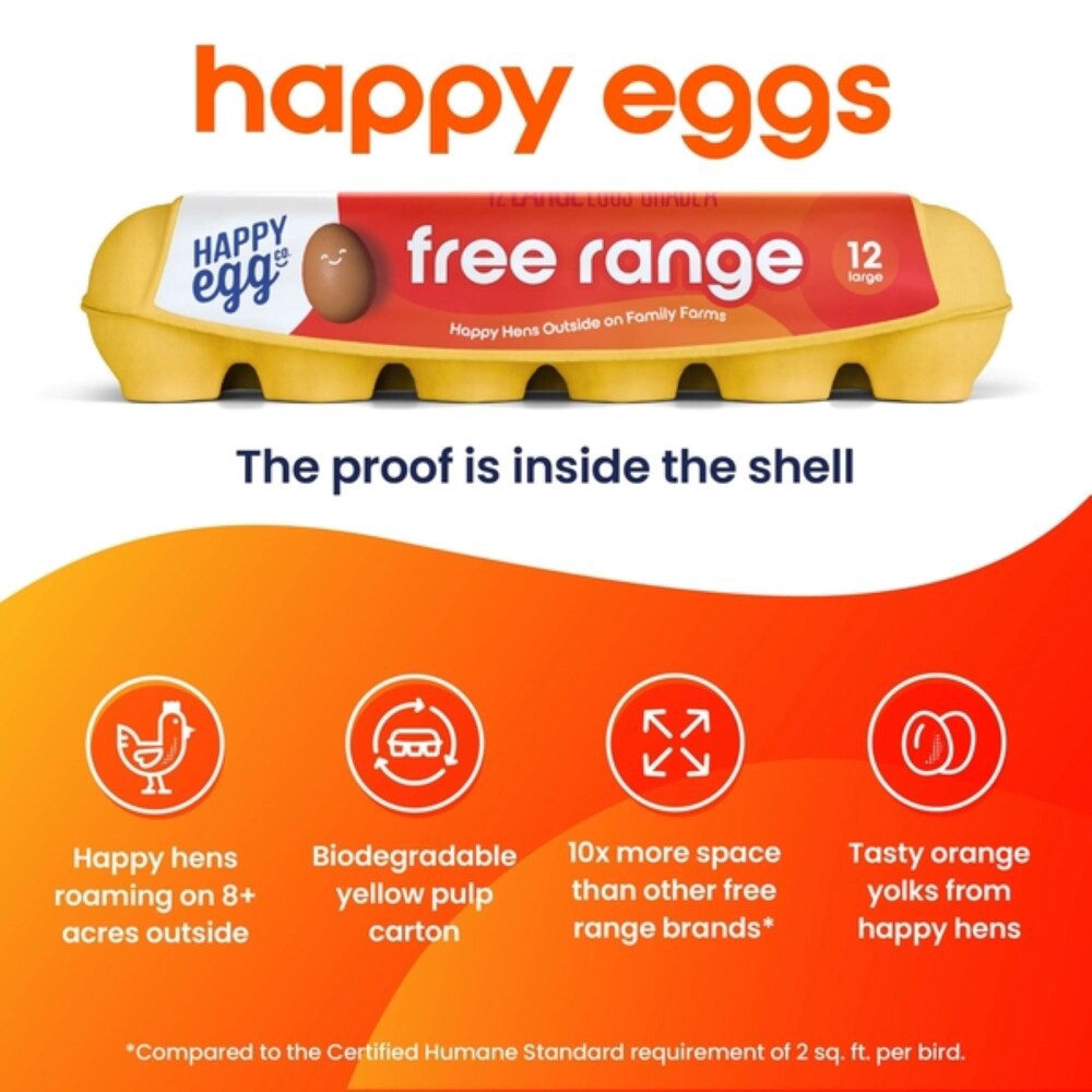 slide 5 of 5, Happy Egg Co. Eggs, Free Range, Large, 12 ct