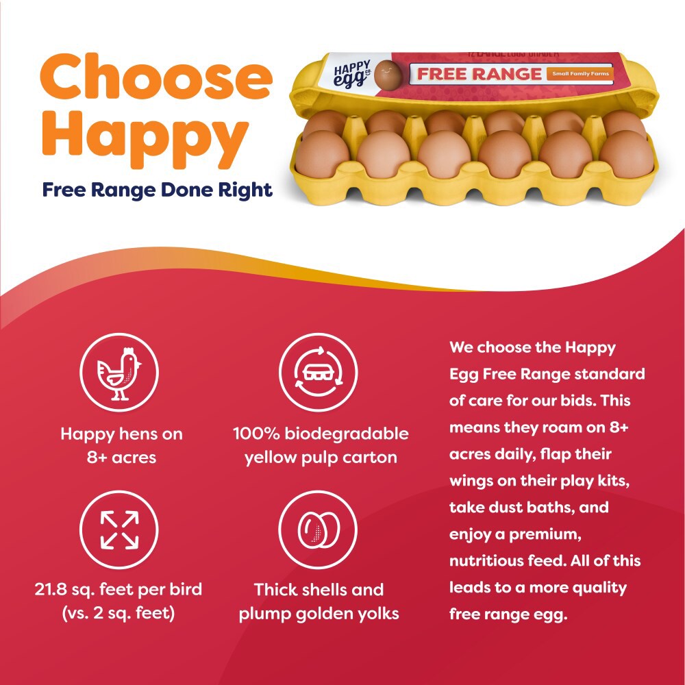 slide 4 of 5, Happy Egg Co. Eggs, Free Range, Large, 12 ct