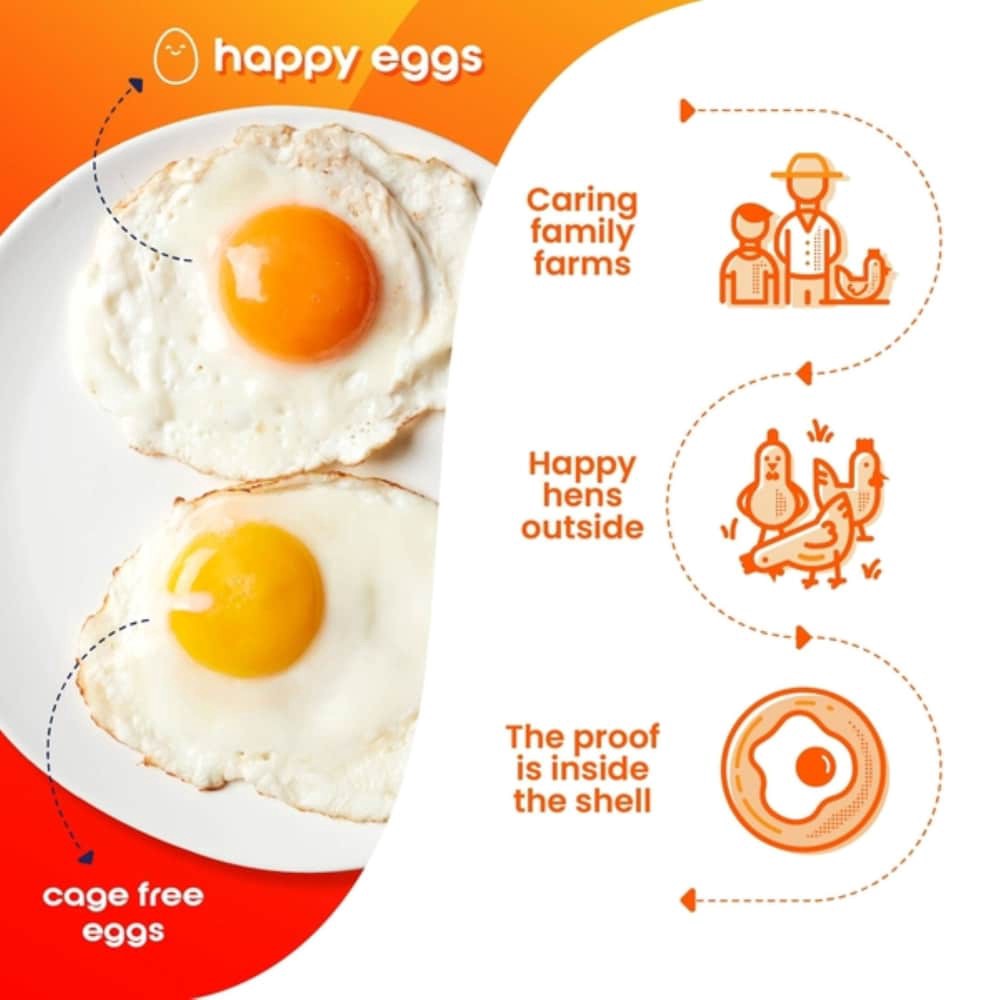 slide 3 of 6, Happy Egg Co. Eggs, Free Range, Large, 12 ct