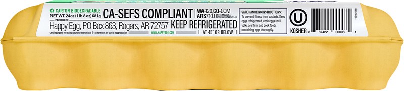 slide 2 of 3, Happy Egg Co. Eggs, Organic, Free Range, Large, 12 ct