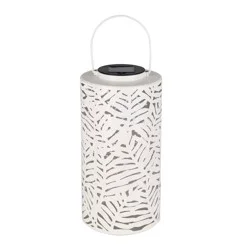 Hd Outdoors Solar Metal Leaf Lantern - White