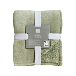 HD Designs Chenille Sherpa Throw - Green